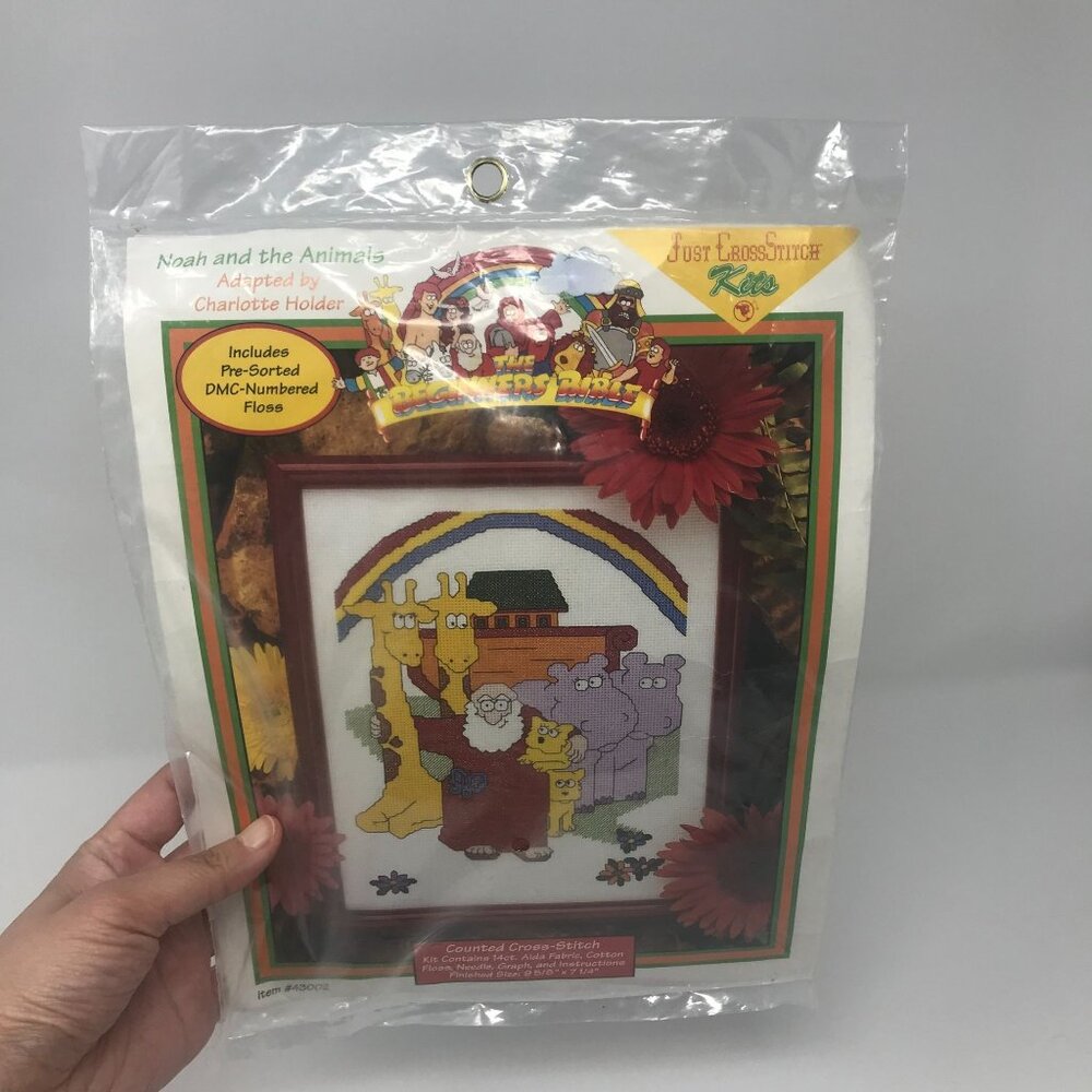 Just Cross Stitch Kit The Beginner’s Bible Noah and the Animals Craft Set